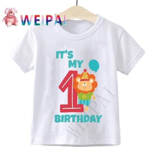Kids Cartoon Birthday Number 1 Print T-shirts Boy&Girl I Am 1 Funny Gift Tshirt Baby 1 Year Old T Shirt Children Tops