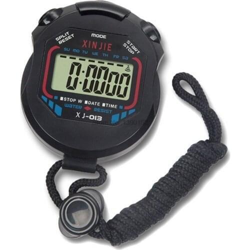 DHL 100pcs Digital Professional Handheld LCD Chronograph Sports Stopwatch Timer Stop Watch with string