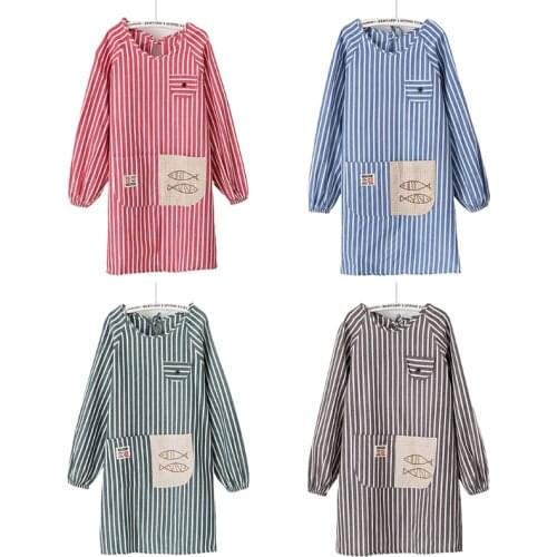 Long-Sleeved Aprons with Pockets For Women Cooking and Baking BBQ Creating Art