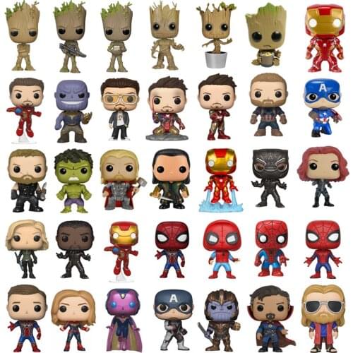 Disney Marvel Avengers Iron Man Groot Thor Spidernan Action Figure Toys Captain America Hulk Thanos Model Dolls Birthday Gift