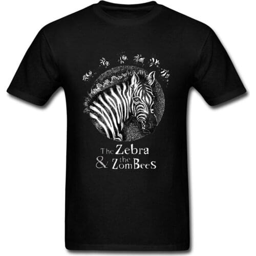 Summer Tshirt Man T-Shirt Zombie Zebra And Zebra Bees T Shirt Novelty Classic Tops Black Tees Cotton Clothes Top Quality