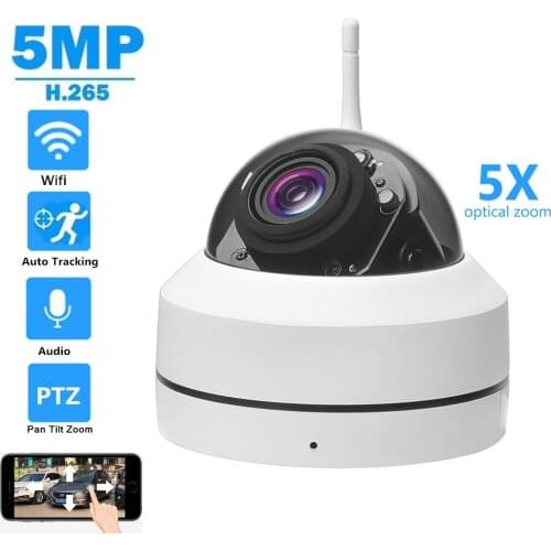 5MP PTZ Wifi Auto Tracking Humanoid Detection CCTV Home Security Wireless IP Camera Outdoor Waterproof 5X Optical Zoom Audio P2P