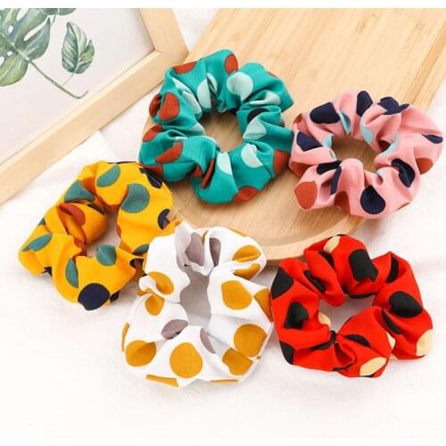 Korean Fashion Dots And Dots Color Matching Trend Hair Band Rubber Band High Elasticity Hair Rope Flower Hair Accessories