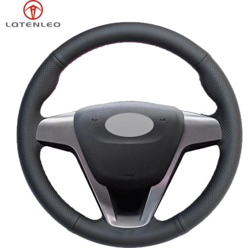 LQTENLEO Black PU Artificial Leather DIY Hand-stitched Car Steering Wheel Cover for Lada Vesta 2015-2019 Xray 2015-2019