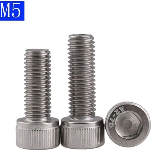 M5 x 0.8 / 5mm 304 Stainless Steel SOCKET HEAD Caps Screws Allen Hex Socket Cap Head DIN 912 A2 / 70