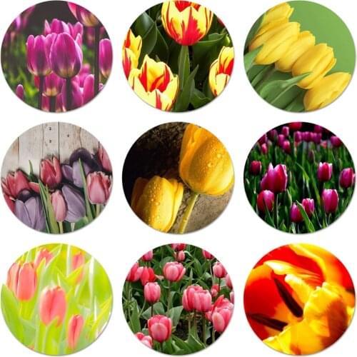 58mm Macro Tulip Icons Pins Badge Decoration Brooches Metal Badges For Clothes Backpack Decoration