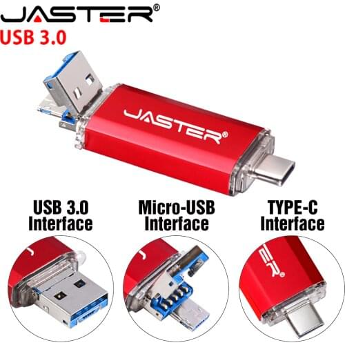 Multifunction Metal OTG USB 3.0 Flash Disk 4G 8G 16G 32GB 64G 128G Micro USB Pen Drives Red TPC Memory Stick U Disk Custom LOGO