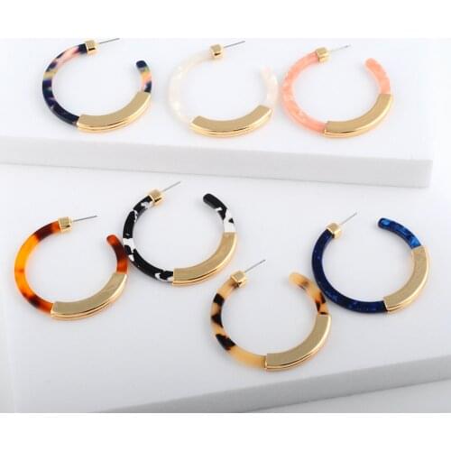 Fashion Bohemia Acrylic Acetate Hoop Earrings for Women Vintage Leopard Print Circle Hoops Alloy Earring za jewelry Female 2019