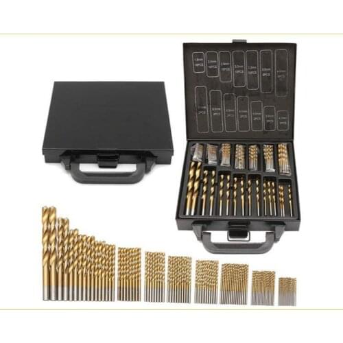 99pc twist drill iron box 99 piece set of high speed steel titanium plated twist driller hole opener steel drill bit