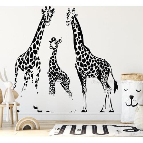Giraffe Wall Decal Giraffes Family Vinyl Wall Sticker Safari Animal Pattern Home Decoration For Nursery Baby Kids Bedroom LL2366
