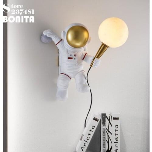 Astronaut Wall Lamp Moon Exploration Sconces Light Resin 3D Printing Lunar Wall Lights Spaceman travelling Decoration Lamp