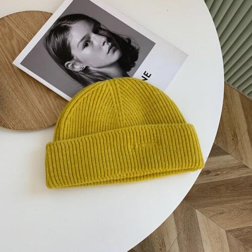 New Winter Hat for Women Men Knitted Solid Beanies Thick Warm Ladies Wool Hat Female Beanie Hats
