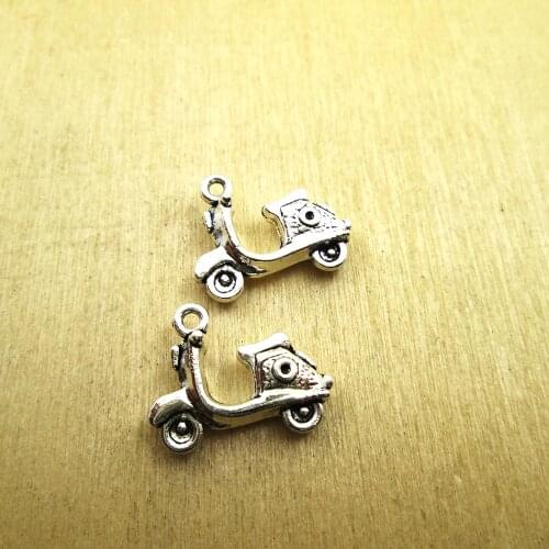 15pcs-- 19x15mm Scooter Charm Motorbike Vespa Moped Motorcycle pendants charmDIY necklace/ bracelets charms antique silver tone