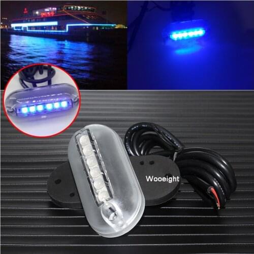 Wooeight 6 LED Underwater Fishing Light 12V Boat Night Light Water Landscape Blue Lamp For Marine Accessories Navigation Fishing