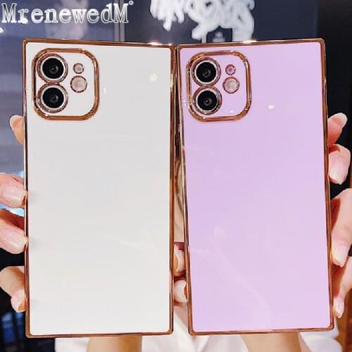Luxury Gold Plating Bumper Phone Case For iPhone 12 11 Pro 7 8 Plus XR XS Max SE2 Square Shockproof Soft Silicone TPU Back Cover