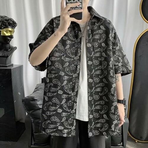 New Mens Woman Shirts Harajuku Style Printing Shirt 2021 Men Korean Fashion Streetwear Loose Short Sleeve Shirts Male Tops