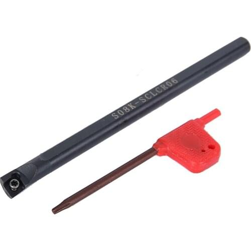 S08K-SCLCR06 / S08K-SCLCL06 Screw Internal Turning Tool Holder HSS Tool Holder Lathe tool with T8 Wrench CCMT060204 Insert