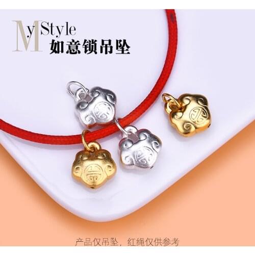 Shouzi Ruyi longevity lock pendant 999 Sterling Silver 3D hard silver handmade jewelry DIY Beaded material woven Bracelet