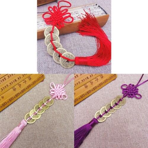 Symbol Good Fortune Attract Wealth & Good Luck Coins Chinese Knot Car Pendants Car Rearview Mirror Car Pendant Lucky Charm
