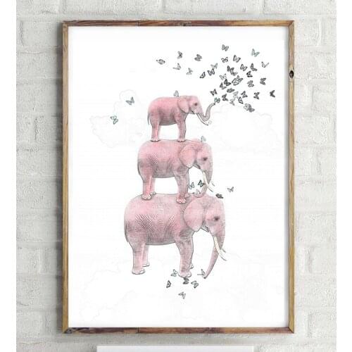 Elephant with Butterfly Sketch Canvas Art Print Painting Poster, Wall Pictures for Home Decoration, Home Decor Ye15-3