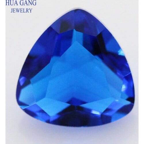 113# Blue Trillion Shape Princess Cut Loose Glass Beads Synthetic Gems For Jewelry Size 3x3~12x12mm Free Shipping