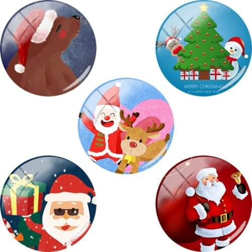TAFREE Glass Cabochon Dome christmas photo DIY Xmas Jewelry Findings Making Flat Back 12mm/15mm/16mm/18mm/20mm/25 mm CM807