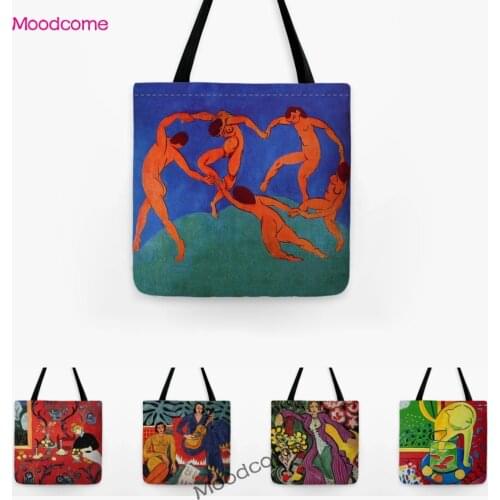 Henri Matisse Fauvism Famous Oil Painting Art Canvas Shoulder Grocery Tote Bag Fashion Woman Modern Art Large Shopping Handbag