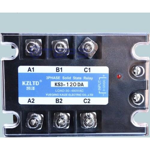Three-phase solid state relay 120A DC to AC non-contact contactor relay 12V24V