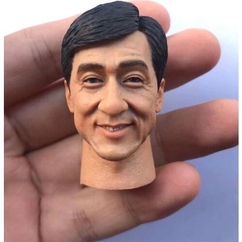 In Stock For Sale 1/6th Agent Jackie Chan Police Smile Face Version Male Head Sculpture For Usual 12inch Doll Action Figure