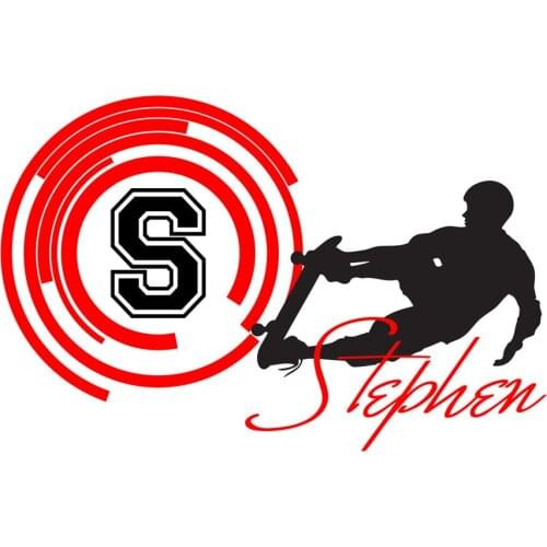 Skateboarding Wall Stickers Sports For Boys Room Vinyl Waterproof Monogram Decor Decals Wallpaper Personalized Name Decal ZA286