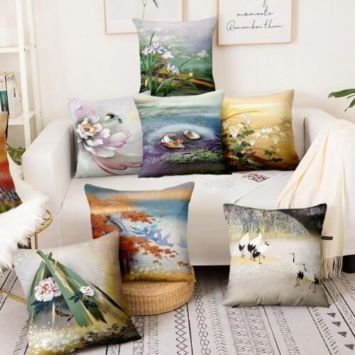 Vintage Japan Scence Thin Linen Pillowcase Kyoto Nara Mikage Home Pillow Decoration Almofadas Decorativas Para Sofa Throw Pillow