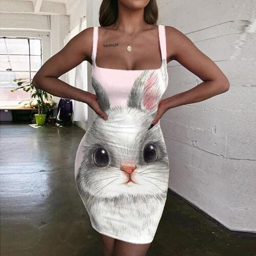 Giyu Brand Rabbit Dresses Women Animal Bodycon Dress Lovely 3d Print Harajuku Sundress Womens Clothing Summer New Korean Style