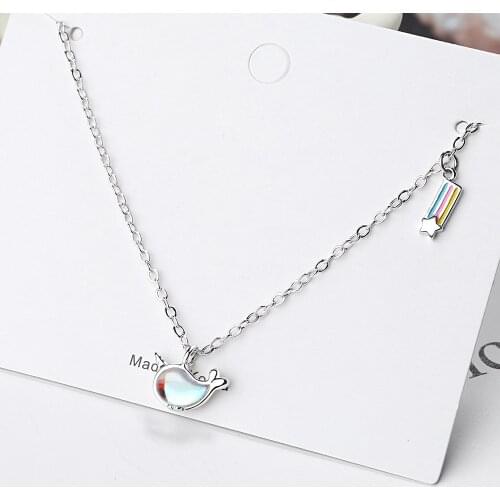 925 Sterling Silver Opal Unicorn Star Rainbow Charm Pendant Necklace For Women Wedding Party Jewelry Choker Collar dz260