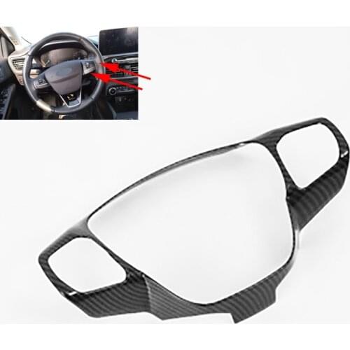1 Pcs Black/Silver Car Steering Wheel Frame Panel Cover Decoration Trim Carbon Fiber Pattern Sticker For Ford Focus 2019 2020