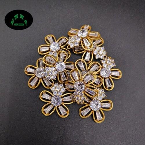 Zircon Flower Embellishments 20pcs big Lucky Flowers Zircon Charms Pendants Jewelry Accessories Flatback Zircon Button for diy