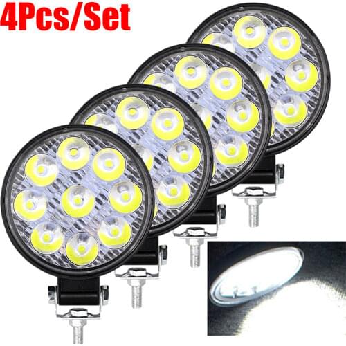 4 Inch Offroad LED Light Round LED Work Light Waterproof Spot light 27W Car Light Bright Beam Flood For Truck Tractor Off-Road