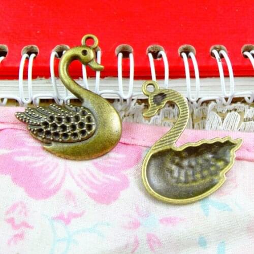 20pcs 33*27MM Charms Swan Antique Bronze Color Pendants DIY Necklace Crafts Making Findings Handmade Jewelry