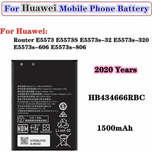 2020 For Huawei Battery HB434666RBC Router E5573 E5573S E5573s-32 E5573s-320 E5573s-606 E5573s-806 1500mAh Replacement battery