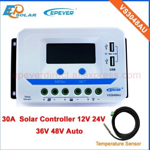 30A VS3048AU 12V 24V 36V 48V battery auto work Solar Controller 30amps EPEVER ViewStar series lcd display small home system