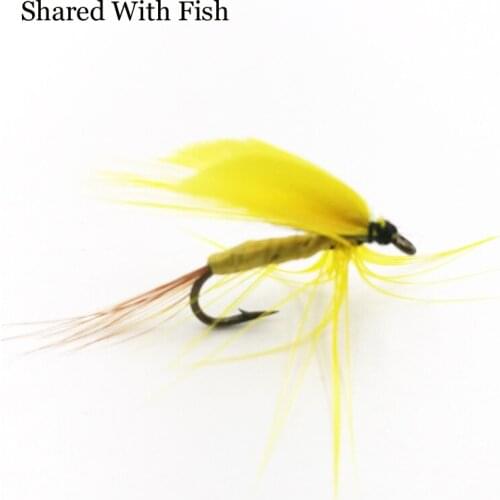 5pcs/lot Shared With Fish Yellow Body Caddis Fly for Trout Fishing Size10