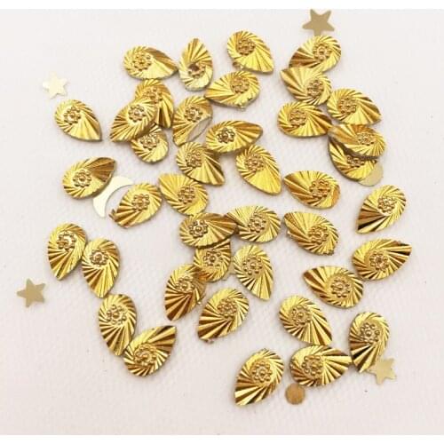 Shiny Gold 300PCS Resin 5*8mm Drop Flatback Rhinestone Scrapbook DIY Wedding Appliques Manicure Ornaments F883