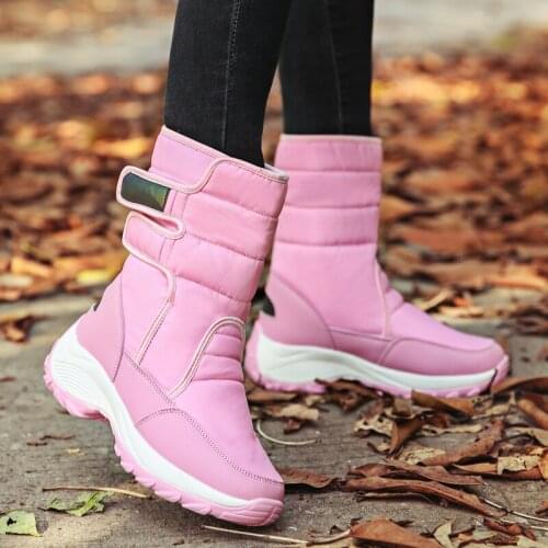 Women Winter Boots Plush Warm Outdoor Snow Boots Women Shoes Pink Platform Waterproof Trekking Hiking Shoes For Woman Size 35-42