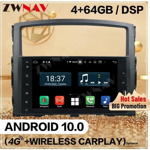 Carplay 4+128GB For MITSUBISHI PAJERO 2006 2007 2008 2009 2010 2011 Android 10 Player Audio Radio GPS Navi Head Unit Auto Stereo