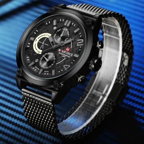 New NAVIFORCE Luxury Men Watch Fashion Military Sport Casual Black Color Man Watches 30M Waterproof Complete Calander Male Watch
