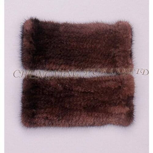CX-A-61B High Quality Elastic Genuine Hand Knitted Mink Fur Gloves