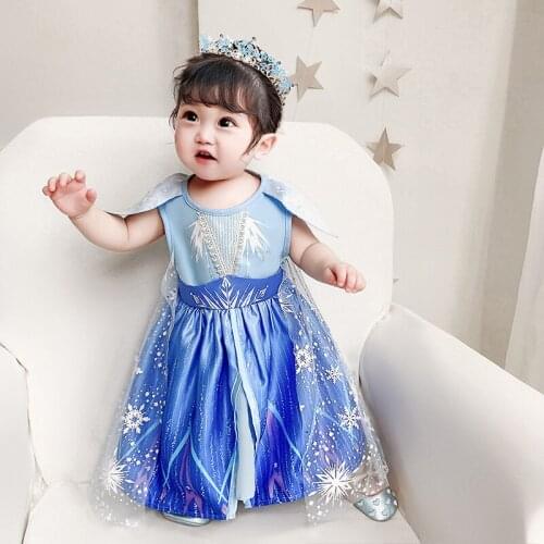 Elza Dress Kids Girl Costume Baby Girls Princess Dress Halloween Carnival Birthday Party Dress Kids Cosplay Outfit Clothes