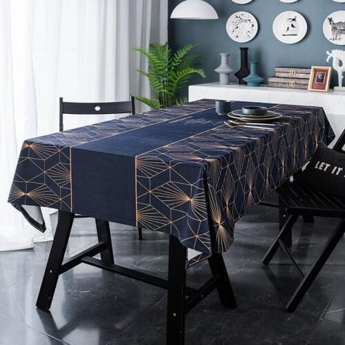 European Table Cloth Blue Color Geometric Polyester Tablecloth Dust Cover For Hotel Banquet Party Home Decor Textile 140*300cm