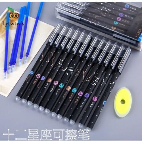 1 Pieces Lytwtws Stationery Black Cute Twelve Constellations Erasable Pen Gel Pen School Office Kawaii Supplies Creative Gift