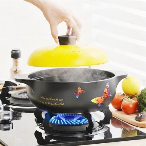 Earthenware Pot High-temperature Resistant Stew Pot Casserole household gas cooker Ceramic pot Butterfly pattern 3L