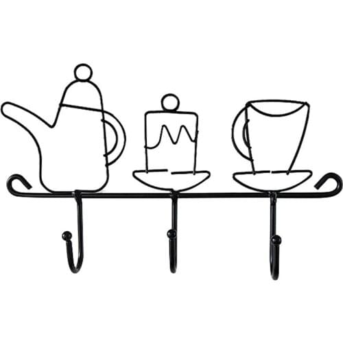 Wrought Iron Hook Home Coat Rack Heavy Duty 3-Hook Wall Mount Hook Drink Bar Rail Hanger Hook For Home